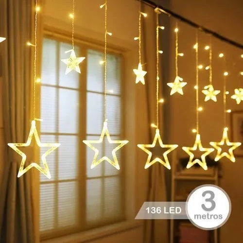 Instalación Luces Led Estrella Decoración Navideña Cálida Cálida
