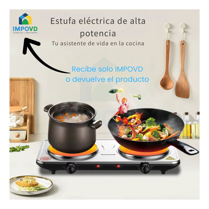 Fogon Estufa Eléctrica Sokany Dos Puestos Perillas Ajuste Temperatura Cocina Rápida Portátil Compacta Bajo Consumo Superficie Fácil Limpieza Potente Electrodoméstico Hogar Cocinas Modernas Eficiente