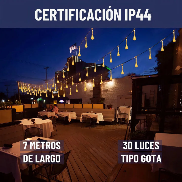 Guirnalda Solar Hada Gotas Maxwell 7m 30 Luces Led Navidad