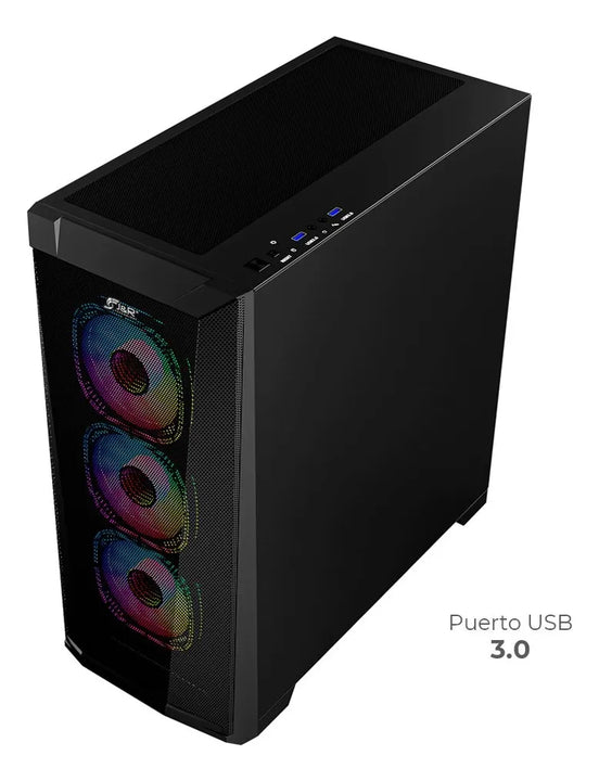 Chasis Gamerjx121 Dark Steel E-atx + 6fans Argb Negro