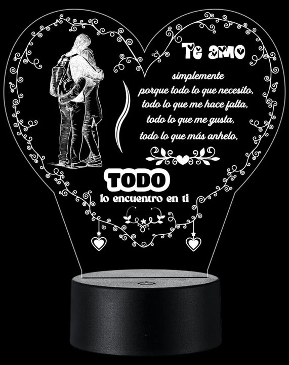 Lámpara De Noche Regalo Para Pareja Novios Amor Decoración Negro