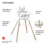 Silla Alta Todo En Uno Blanca Con Bandeja Y Arnés Ligera
