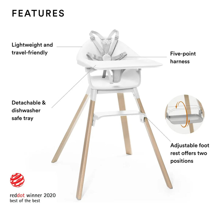 Silla Alta Todo En Uno Blanca Con Bandeja Y Arnés Ligera