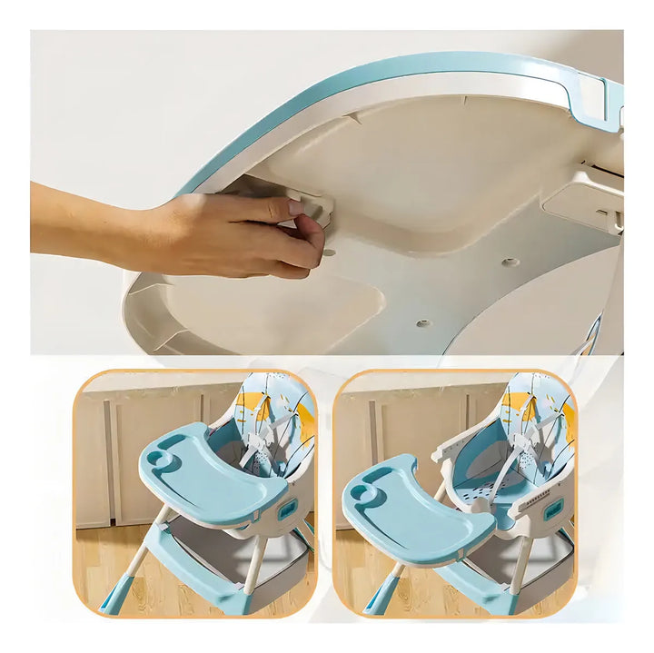 Silla De Comer Para Bebé 2 En 1 Mecedora Color Azul Niños