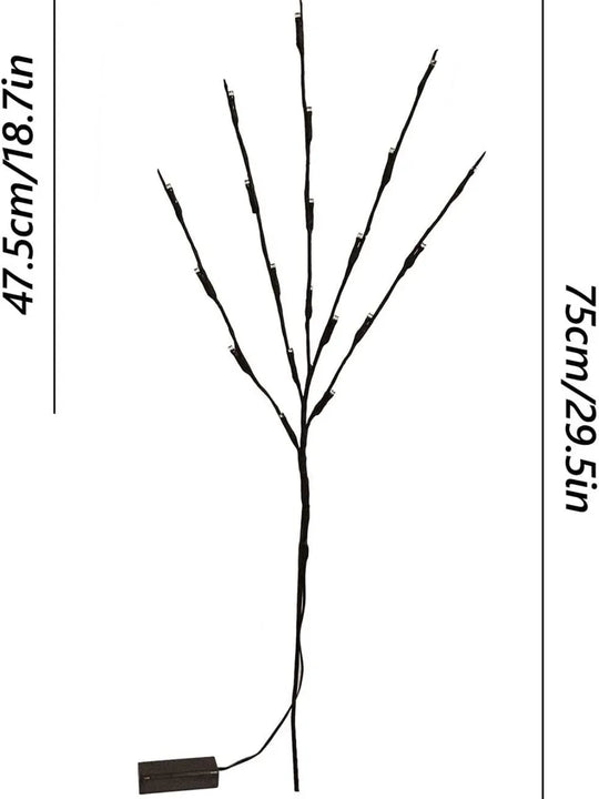 Árbol Flor 20 Led Ramal Guirnalda Pilas Iluminación Jardin Marrón