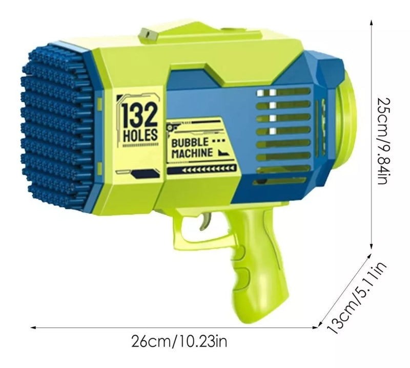 Pistola De Burbujas Recargable 132 Agujeros Jabón Adicional