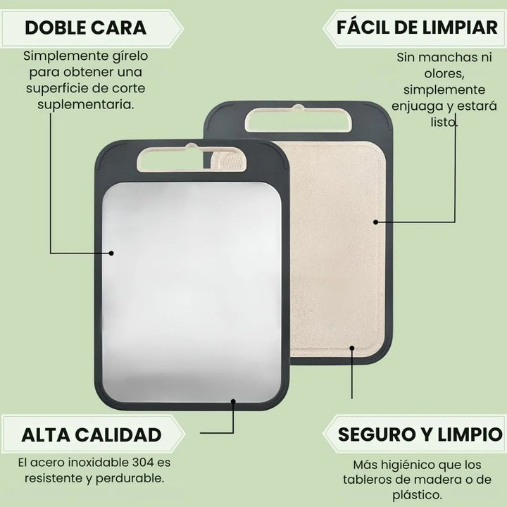 Tabla De Picar Alimentos Acero Inoxidable Antibacterial Geométrico Plateado