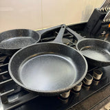 Juego De Sartenes En Mármol Renahouse Tapa De Vidrio 6 Pcs Color Negro