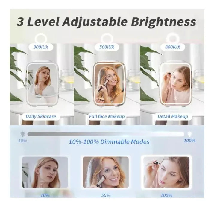 Nevera Para El Cuidado De La Piel Con Espejo Led Nv-4l Aleatorio