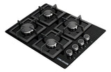 Estufa De Empotrar Challenger 4 Puestos Gas Vidrio Sq 6759 Color Negro