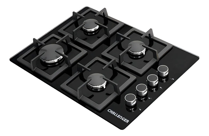 Estufa De Empotrar Challenger 4 Puestos Gas Vidrio Sq 6759 Color Negro