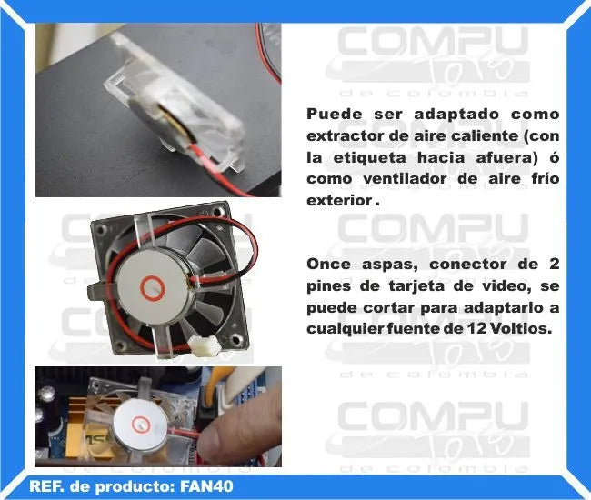 Zfan40 Ventilador Para T De Video 4x4 Cm 12v Computoys