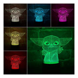Lámpara Led 3d Star Wars Baby Yoda Grogu Holograma Regalo Negro