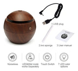 Difusor Aromas USB Humidifer 130ml Ultrasonico Madera Oscuro Esfera
