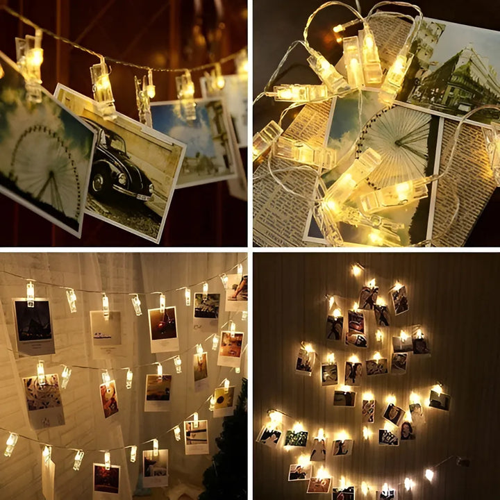 Guirnalda de luces LED para fotos, 20 clips de fotos en color de The A Lights
