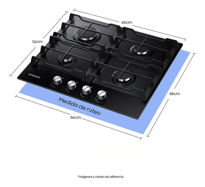 Estufa De Empotrar A Gas Samsung 60 Cm 4 Puestos Na64c3010ak Negro