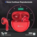 Audífonos In-ear Bluetooth Auriculares 1hora Aut119 Color Rojo