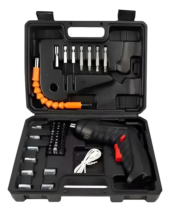 Taladro Atornillador Eléctrico Kit Destornilladores Ligero Negro