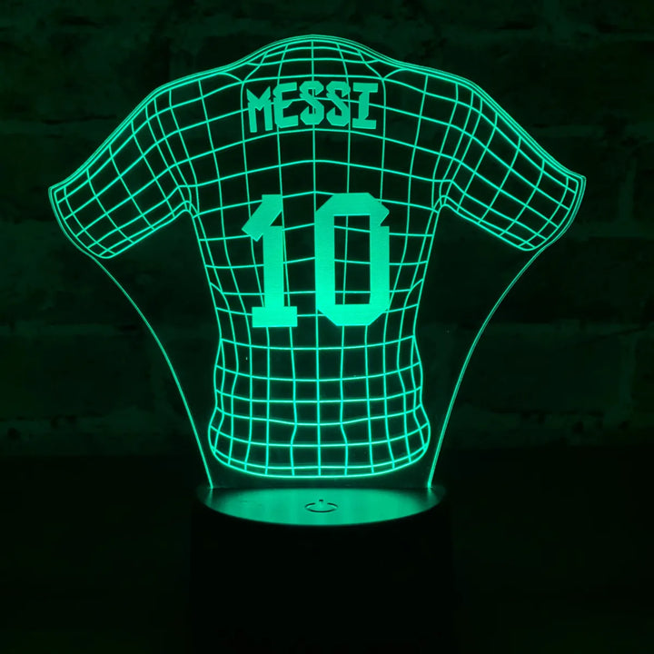 Lámpara Led Messi Camiseta Uniforme Fútbol Regalo Holograma Negra