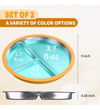 Plato Antideslizante De Acero Inoxidable Para Niños 2 Unidad