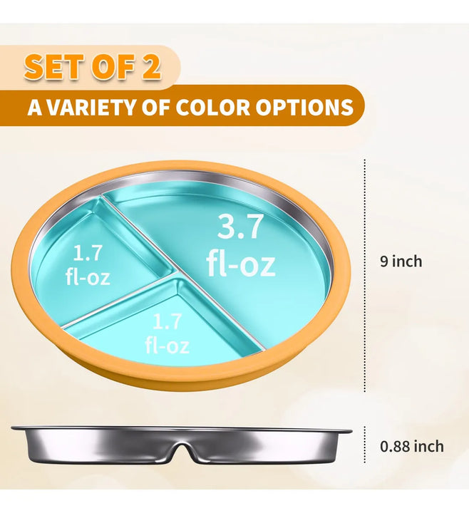 Plato Antideslizante De Acero Inoxidable Para Niños 2 Unidad