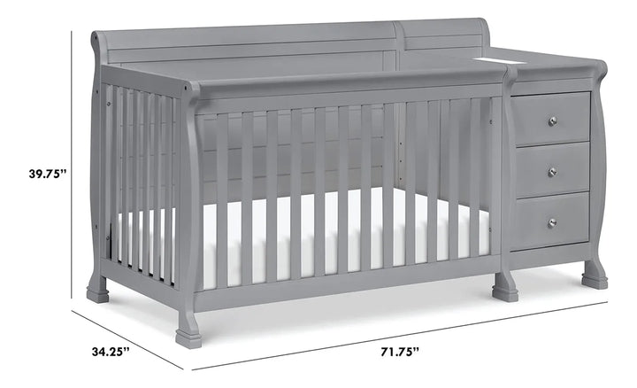 Combo Cuna Y Cambiador Convertible 4 En 1 Con 4 Alturas Ajus