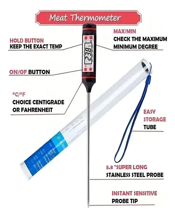 Termómetro Digital Cocina Barbacoa + Batería Color Negro