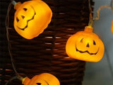 Guirnalda 10 Led Calabazas Extensión Halloween 2mt Pilas Aa