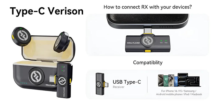 Micrófono dual USB-C Hollyland Lark M2 Duo para 2 personas