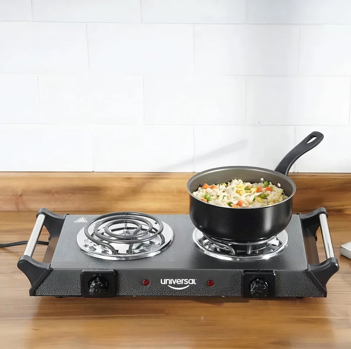 Estufa Electrica Universal 2 Puestos Color Negro