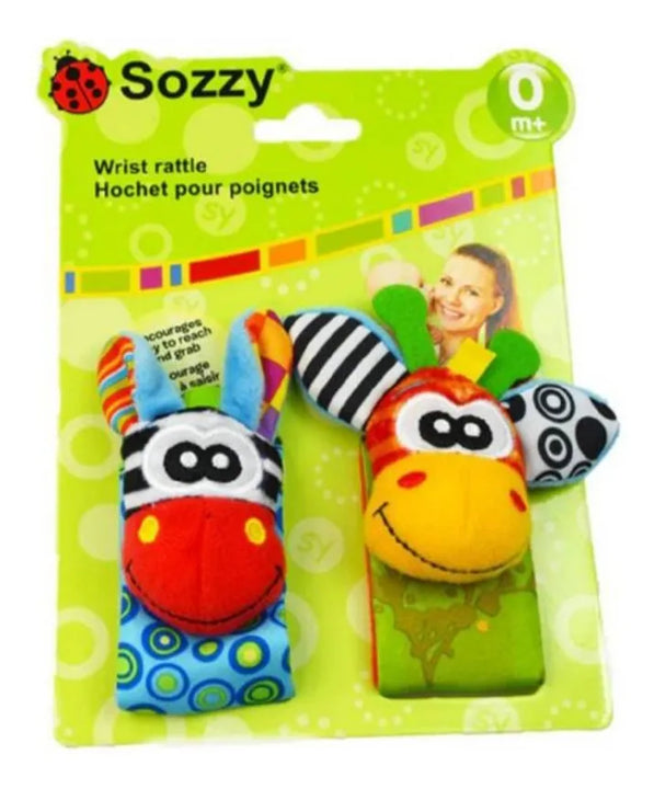 Sonajeros Bebés Manos Y Pies Medias Y Manillas Estimulación Varios Jirafa Y Cebra