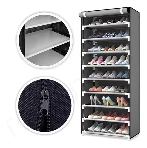 Zapatera Closet De 9 Niveles Armable Color Negro