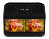 Freidora De Aire Doble Canasta 9lt Digital Holstein Airfryer Negra Plaeada