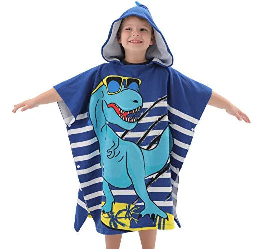 Poncho De Toalla De Dinosaurio Con Capucha Para Ninos