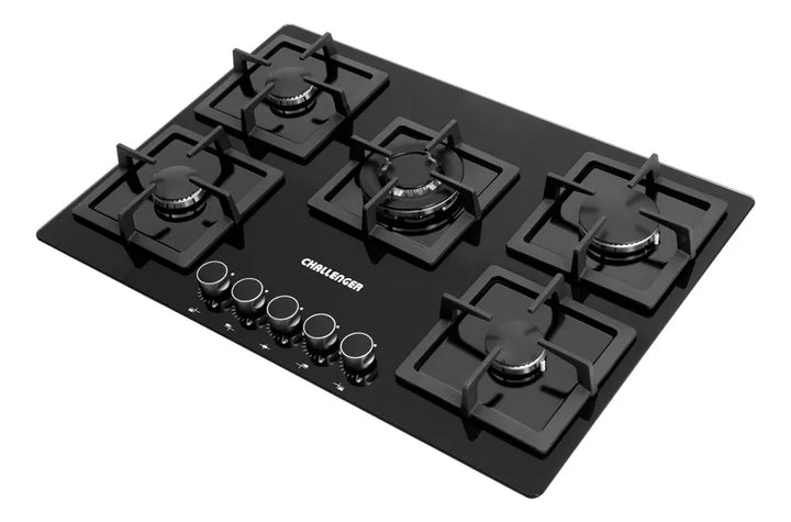 Estufa De Empotrar Vidrio Templado Negro Cinco Puestos 76 Cm