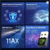 Adaptador Ax900 Wifi 6 + Bluetooth 5.3