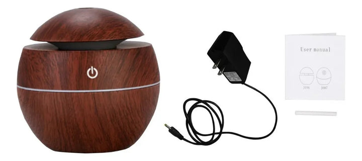 Difusor Aromas USB Humidifer 130ml Ultrasonico Madera Oscuro Esfera