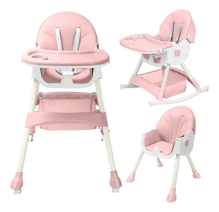 Silla Comer Comedor 3 En 1 Reclinable Plegable Para Bebé Color Rosa