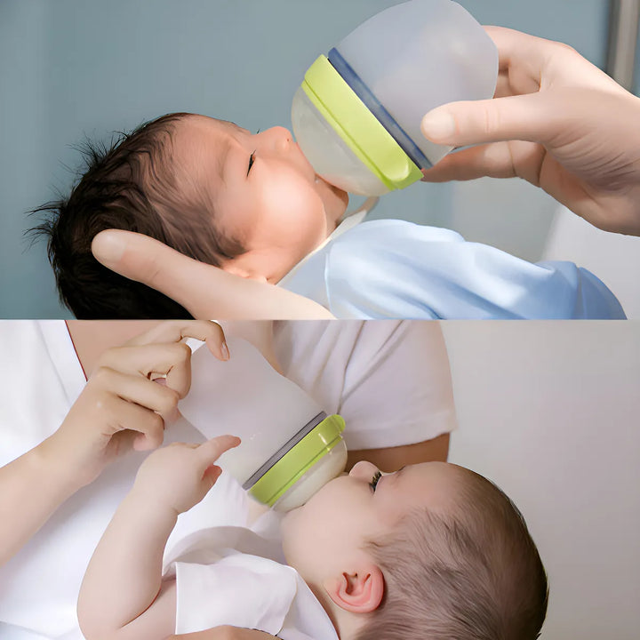 Comotomo biberón de silicona 150ml anticólico color verde 2 unidades