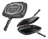 Sartén Doble Parrilla Dessini Italiana Antiadherente 36 Cm Color Negro