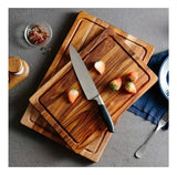 Tabla Picar Servir Teca Profesional Sellada Cera Abeja 28x40 Lisa Marrón