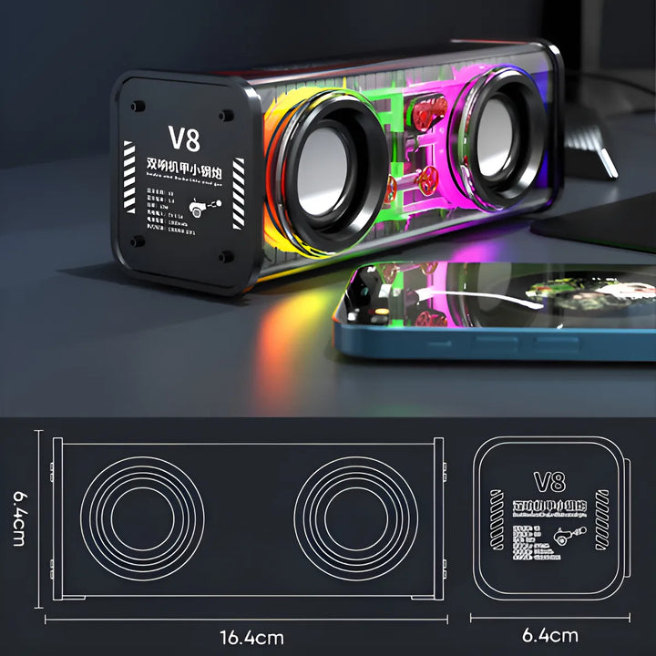 Bocina Portátil Bluetooth 5.0 Rgb 10w 1800mah Altavoces V8 Color Negro