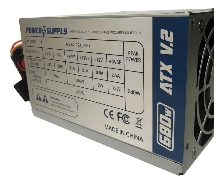 Fuente De Poder Atx 680w V.2 Pc 20-24 Pin Sata Ide Color Gris