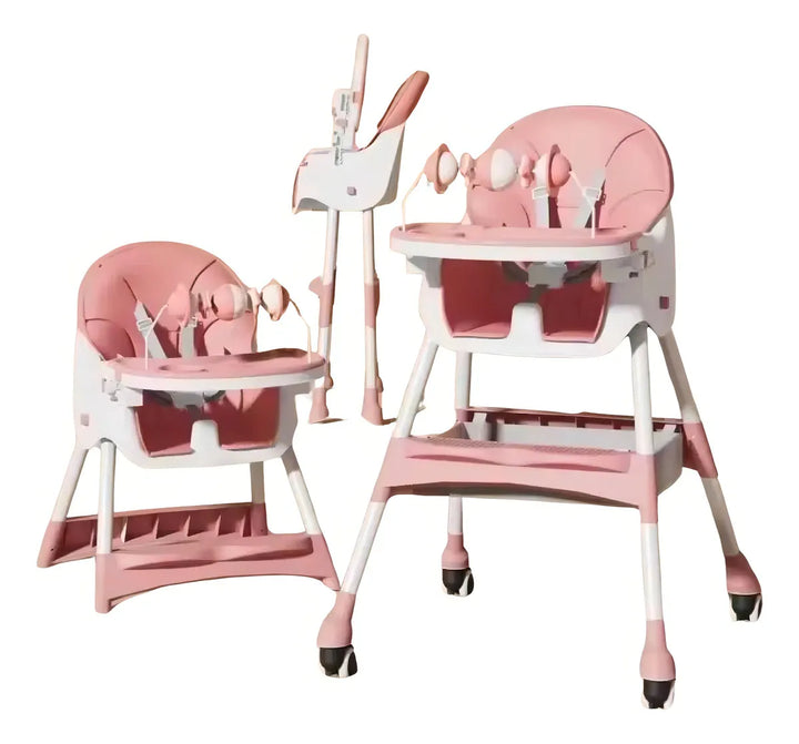 Silla Comer Comedor 3 En 1 Reclinable Plegable Para Bebé Color Rosa