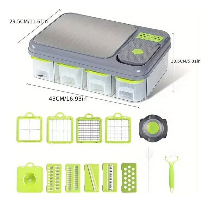 Cortador De Verduras Mandolina 28 En 1 Rallador Rebanador Gris