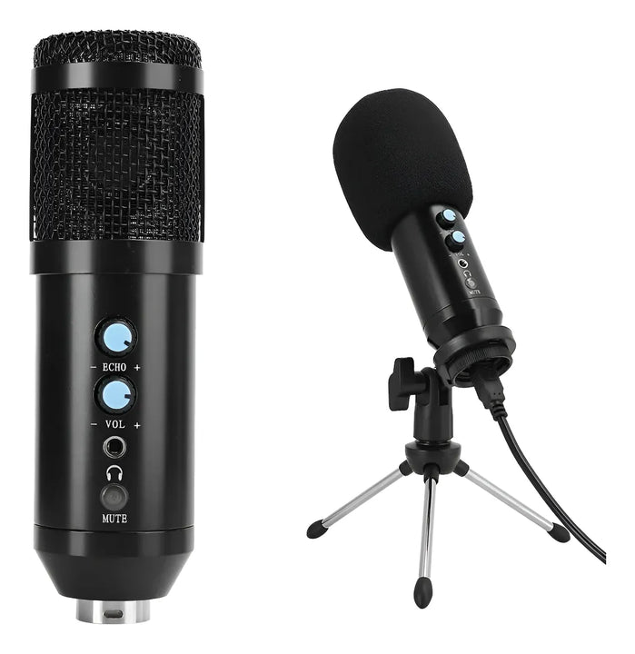 Micrófono Condensador Usb Con Trípode Negro