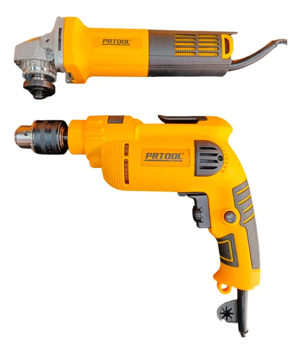 Combo Taladro 1/2 Y Pulidora De 4.5 Pulgadas Amarillo