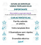 Estufa De Empotrar Vidrio Templado 62x52cm Gas Natural 6545 Rojo