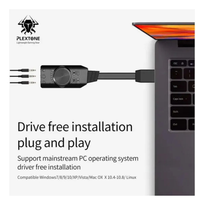 Tarjeta De Sonido Gamer Usb De 7.1 Control Vol Gs3 Mark Ii