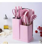 Set Utensilios Cocina Siliconados X 19 Pcs Color Rosa